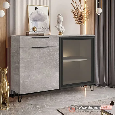 Комод під камінь Комфорт Флекс 120 см з ДСП Бетон світлий в зал-0