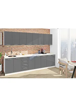 Готова кухня Комфорт Фарбований високий глянець 3100мм Графіт