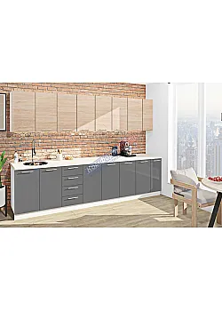 Готова кухня Комфорт Еко 3,1 метра пряма Графіт, Дуб сонома