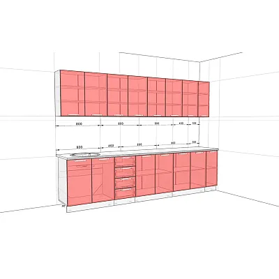 Готова кухня Комфорт Хай-тек 310 см Крем-1