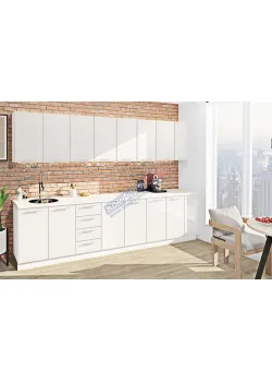 Готова кухня Комфорт Фарбований високий глянець 3.1 метра Білого кольору