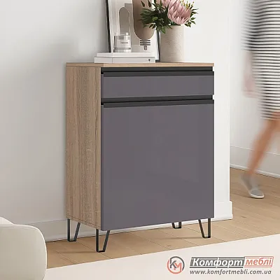 Тумба мінімалізм Комфорт Флекс 0 5 м ДСП фасад Графітова для взуття-0