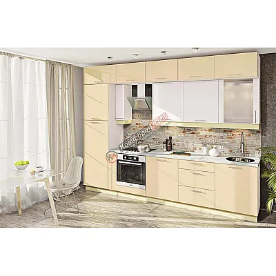 Готова кухня Комфорт Фарбований високий глянець 3.2м Білий, Ваніль-0