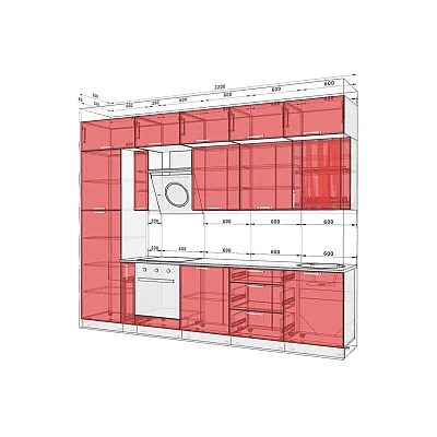 Готова кухня Комфорт Фарбований високий глянець 3.2м Білий, Ваніль-1
