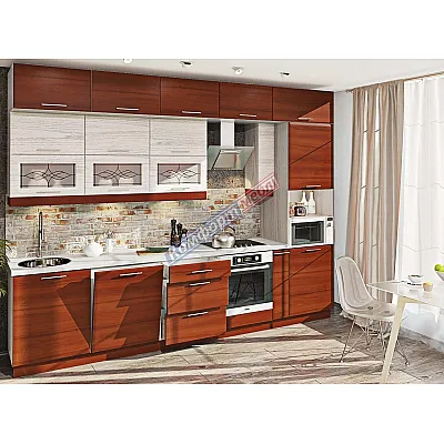 Готова кухня Комфорт Хай-тек 320 см Горіх, Дуб білений-0