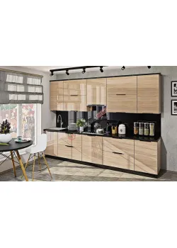 Готова кухня Комфорт Фарбований високий глянець 3,2 метра Дуб натуральний