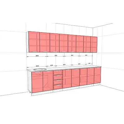 Готова кухня Комфорт Хай-тек 3,2 м Медовий-1