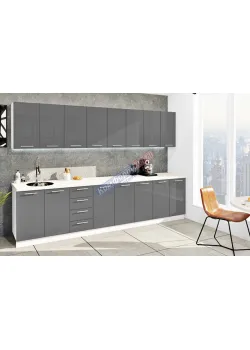 Готова кухня Комфорт Фарбований високий глянець 3,2м Графіт