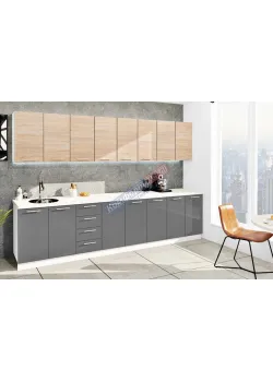 Готова кухня Комфорт Еко 3,2 м пряма Графіт, Дуб натуральний