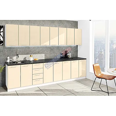 Готова кухня Комфорт Хай-тек 3,2 м Крем-0