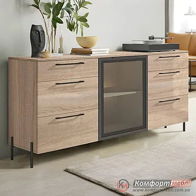 Комод з 6 ящиками Комфорт Флекс 1 5 м ДСП фасад Дуб сонома в вітальню-0