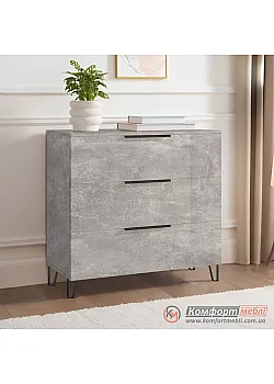 Комод с 3 ящиками Комфорт Флекс 0 8 м ДСП фасад Бетон светлый в комнату