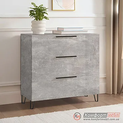 Комод з 3 ящиками Комфорт Флекс 0 8 м ДСП фасад Бетон світлий в кімнату-0