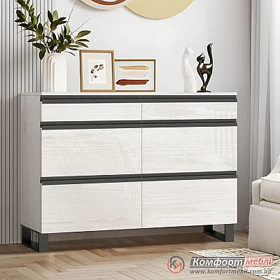 Великий комод Комфорт Flex 1.2 м ДСП фасад Дуб білений в спальню-0
