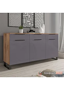 Недорогой комод Комфорт Флекс 1500 мм с ДСП фасадами Графит в прихожую