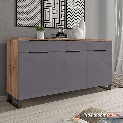 Недорогий комод Комфорт Флекс 1500 мм з ДСП фасадами Графіт в прихожу-0