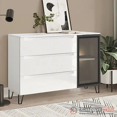 Комод на ніжках Комфорт Флекс 1200 мм з МДФ Білий в прихожу-0