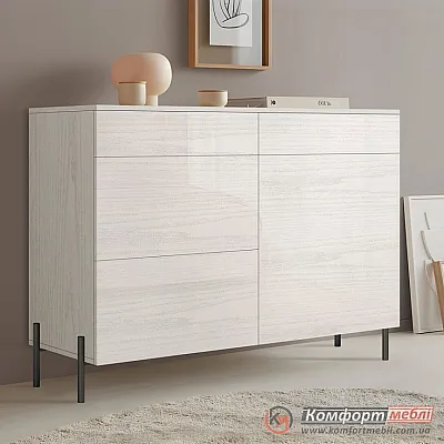 Комод з 4 ящиками Комфорт Flex 1,2 м ДСП фасад Дуб білений в спальню-0