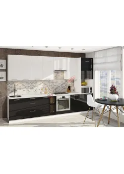 Готова кухня Комфорт Фарбований високий глянець 3,3м Білий, Чорний