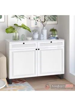 Комод c 2 ящиками Комфорт Флекс 1200 мм крашеный МДФ Белый в прихожую