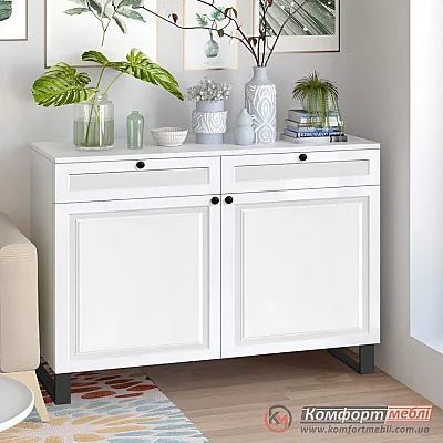 Комод з 2 ящиками Комфорт Флекс 1200 мм фарбований МДФ Білий в прихожу-0
