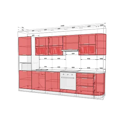 Готова кухня Комфорт Хай-тек 3300мм Дуб молочний-1