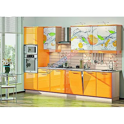 Готова кухня Комфорт Хай-тек з кольоровим друком 3,3 метра Лимон-0