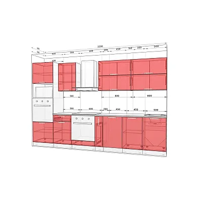 Готова кухня Комфорт Хай-тек з кольоровим друком 3,3 метра Лимон-1