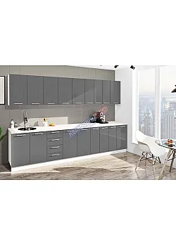 Готова кухня Комфорт Фарбований високий глянець 330см Графіт