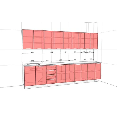Готова кухня Комфорт Еко 3300 мм пряма Графіт, Дуб сонома-1