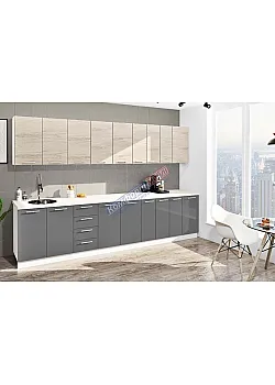 Готова кухня Комфорт Еко 3.3 метра пряма Графіт, дуб крафт білий