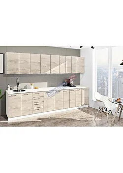 Готова кухня Комфорт Еко 3.3 м пряма Дуб крафт білий (білений)