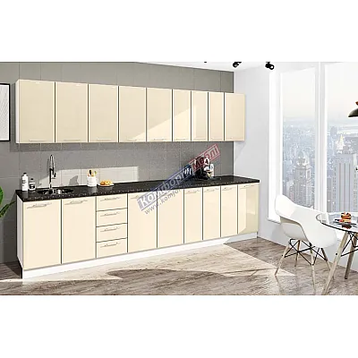 Готова кухня Комфорт Хай-тек 3,3 м Крем-0