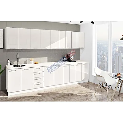 Готова кухня Комфорт Фарбований високий глянець 3300мм Білий-0