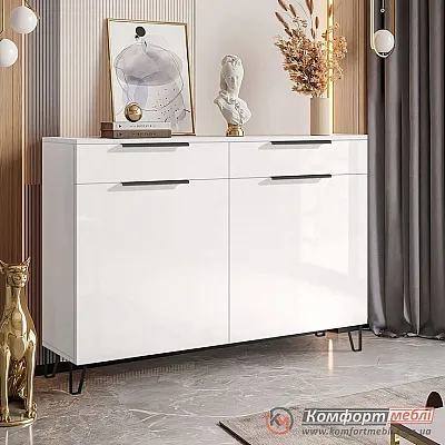 Комод модерн Комфорт Флекс 1.2 м з ДСП фасадами Білий для взуття-0
