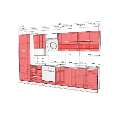 Готова кухня Комфорт Еко 340 см пряма Дуб золотий-1