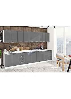 Готова кухня Комфорт Фарбований високий глянець 3,4 м Графіт