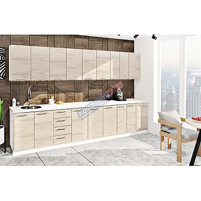 Готова кухня Комфорт Еко 3.4 м пряма дуб білений-0