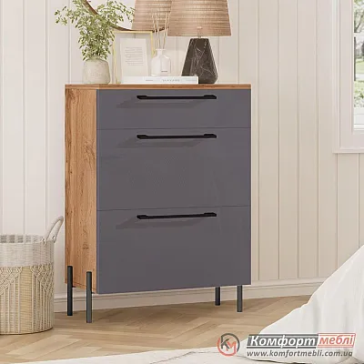 Тумба з шухлядами Комфорт Flex 0,5 метра ДСП фасад Графіт для білизни-0