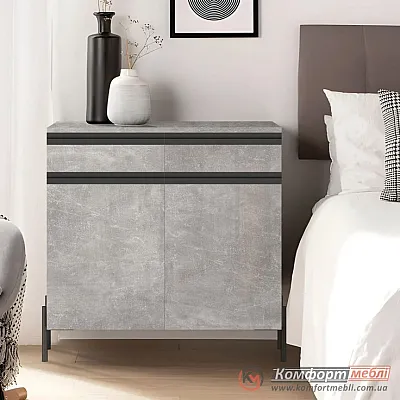 Сірий комод Комфорт Флекс 0 8 м з ДСП фасадами Бетон в спальню-0