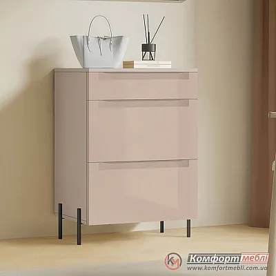 Тумба з шухлядами Комфорт Флекс 0,6 м МДФ фасад Капучино для білизни-0