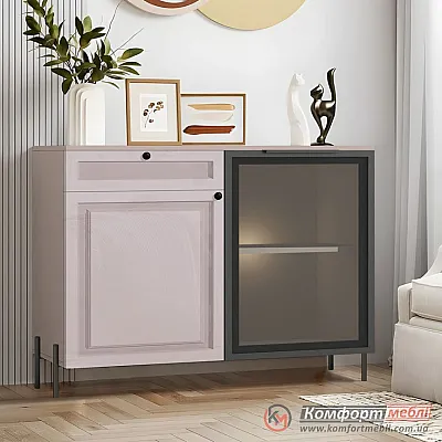 Комод пенал Комфорт Флекс 1 м з МДФ Оксамит бежевий в зал-0