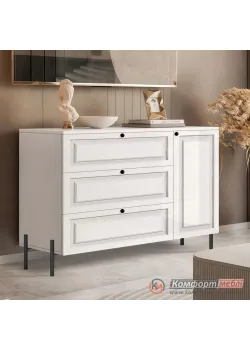 Большой комод Комфорт Flex 1200 мм из крашеного МДФ Белый в гостиную.