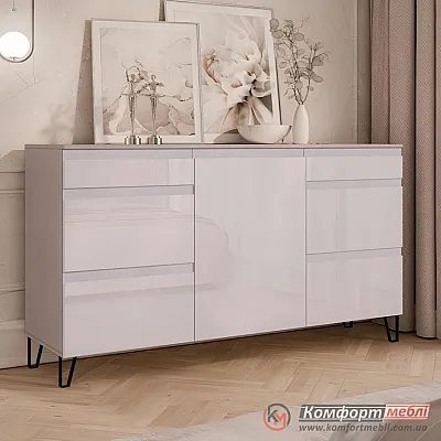 Комод з 6 ящиками Комфорт Флекс 1.5 м МДФ фасад Оксамит бежевий в коридор-0