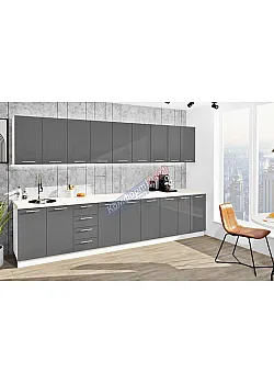 Готова кухня Комфорт Фарбований високий глянець 3.5 м Графіт