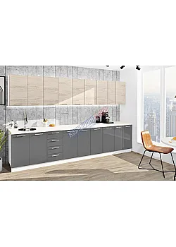 Готова кухня Комфорт Еко 3,5 метра пряма Графіт, дуб відбілений