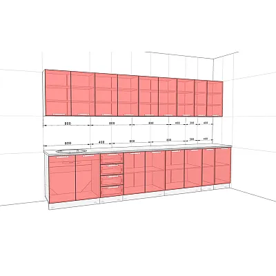 Готова кухня Комфорт Еко 3,5 метра пряма Графіт, дуб відбілений-1