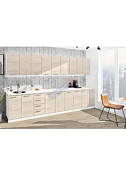 Готова кухня Комфорт Еко 3,5 метра пряма Дуб білений