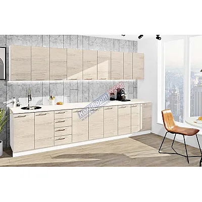 Готова кухня Комфорт Еко 3,5 метра пряма Дуб білений-0