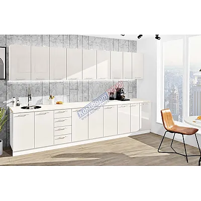 Готова кухня Комфорт Фарбований високий глянець 3,5 м Білого кольору-0